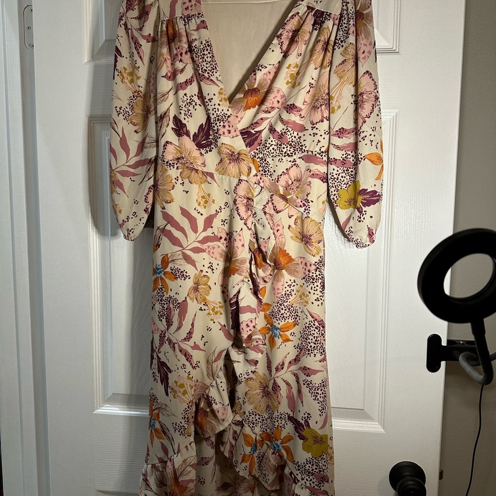 Miami Cream Long Sleeve Wrap Dress